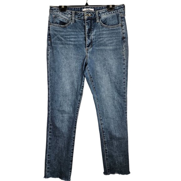 Sam Edelman The Stiletto Straight High Rise Jeans 10/30 Stretch Raw Hem - Picture 3 of 10